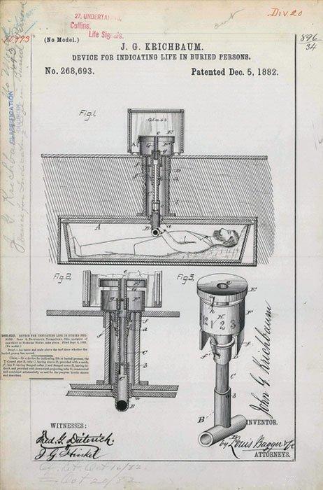 Krichbaum's safety coffin with glass unit Krichbaum's safety coffin with glass unit